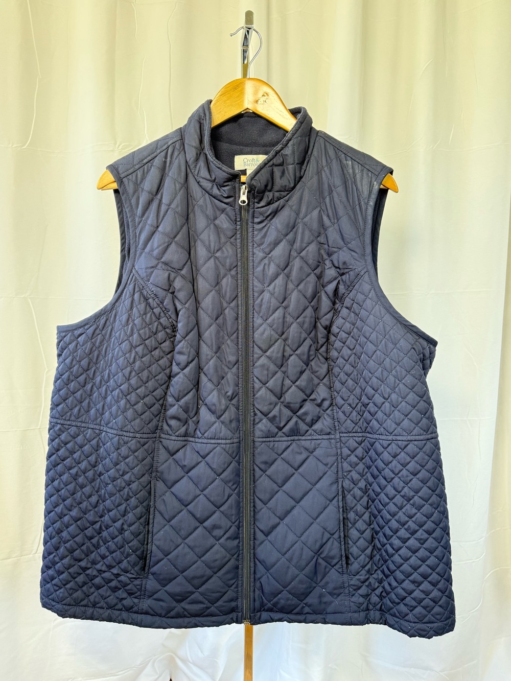 Croft & Barrow Women's Navy Blue Quilted Vest Zip Closure Plus Size 2X Pockets